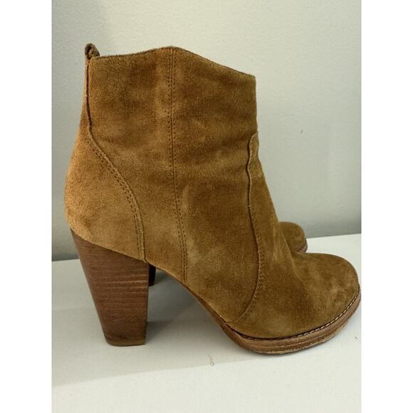 Joie Women's Brown Suede Round Toe Block Heel Zip Ankle Boots Sz 7.5 - Picture 2 of 8